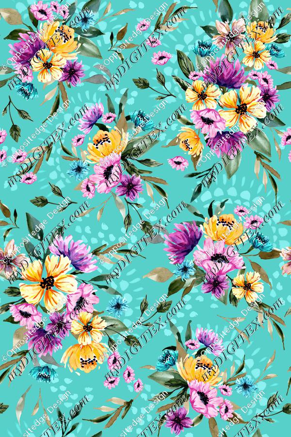 Daphnie Floral Garden V02 - Teal
