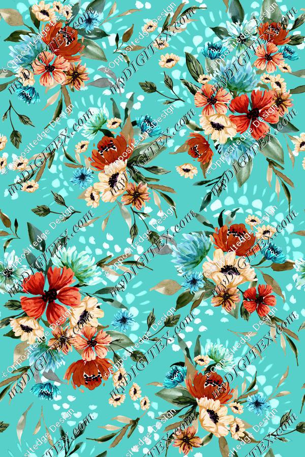 Daphnie Floral Garden V03 - Teal
