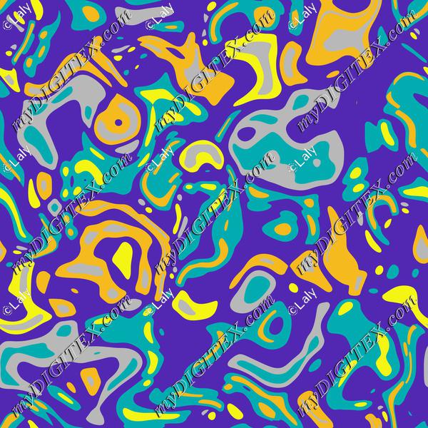Blue yellow shapes on a purple background