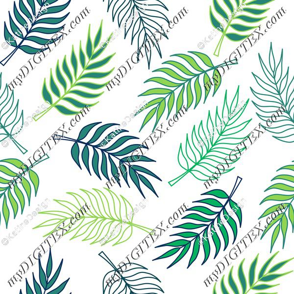 Tropical palm tree leaves on white background
