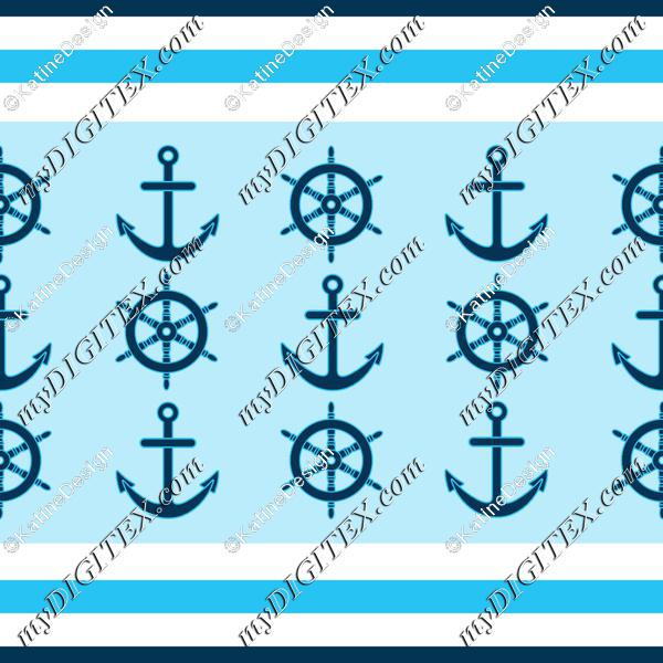 Nautical stripes wheel and anchor2