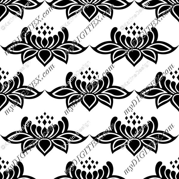 Lace black and white damask flower baroque victorian style
