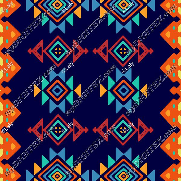 Tribal shapes on a blue background