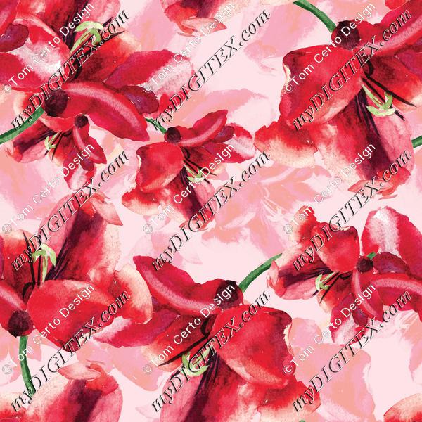 Watercolour floral red design