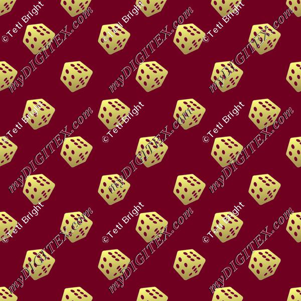 gold dice on red