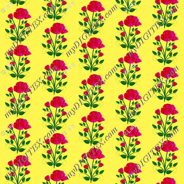Pink roses on a yellow background pattern