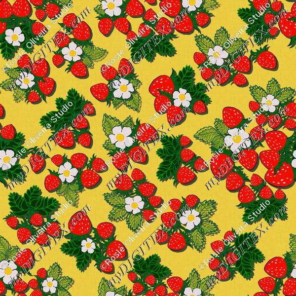 ROS033121EmbroideredStrawberriesYellow100%