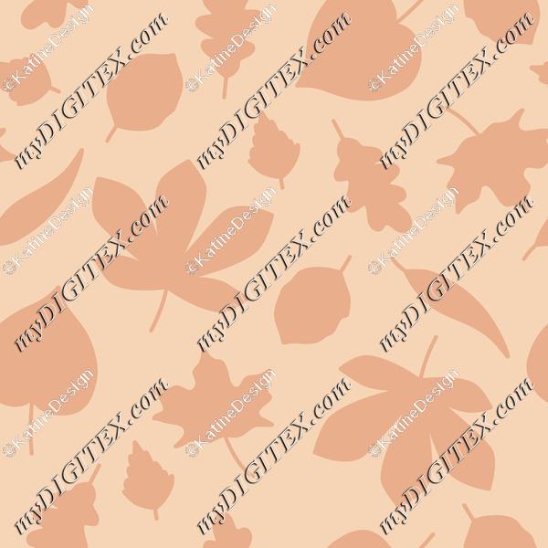Autumn Leaves Silhouette On Peach Background Fall Seamless Pattern