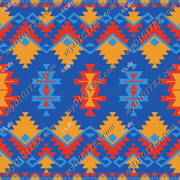 Tribal shapes on a blue background