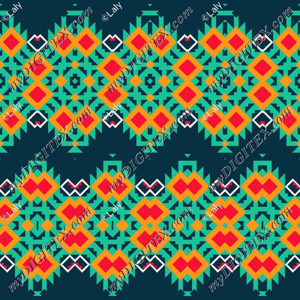 Tribal shapes on a dark green background
