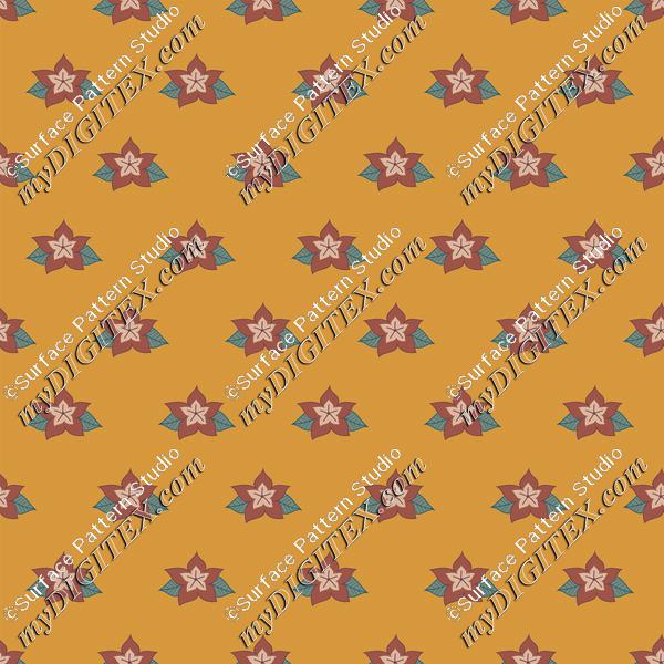 Satin Sheen Gold Flowers - Pattern