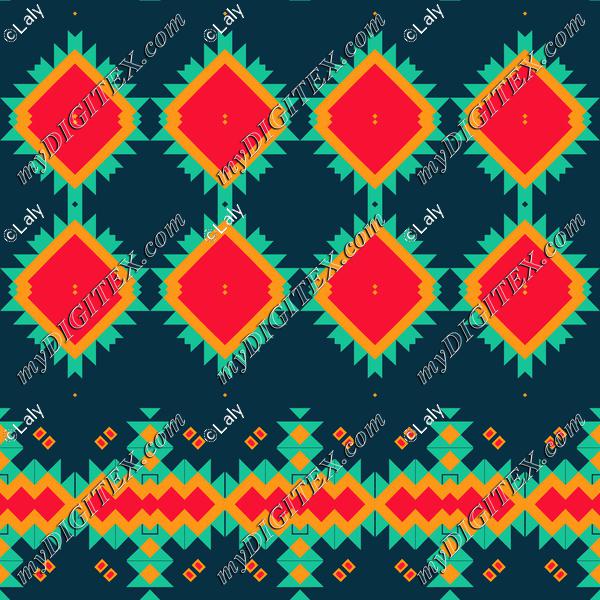 Tribal shapes on a green background