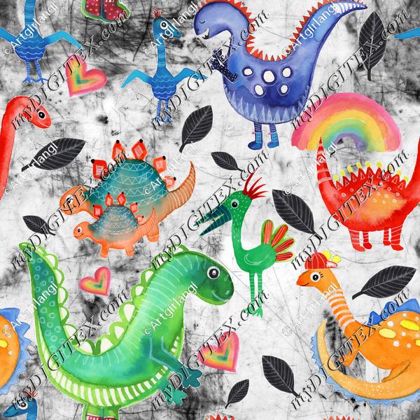 dinosaurs in watercolor