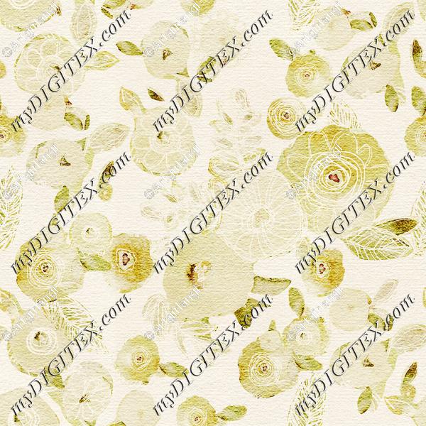 Rustic Floral Neutral ochres with color burn_AngiMullhatten