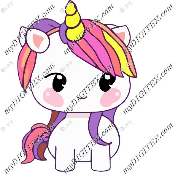 Cute kawaii unicorn illustration