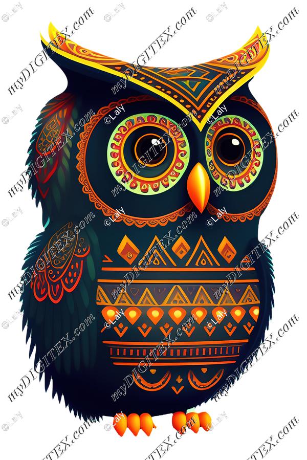 Tribal owl illustration