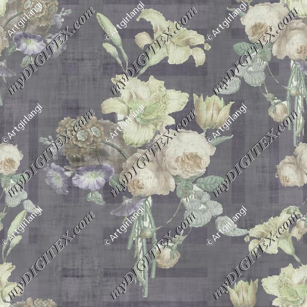 Floral Bouquet with Plaid Faded
