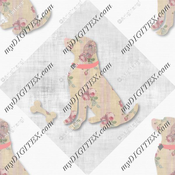 Floral Dogs Lab White Background