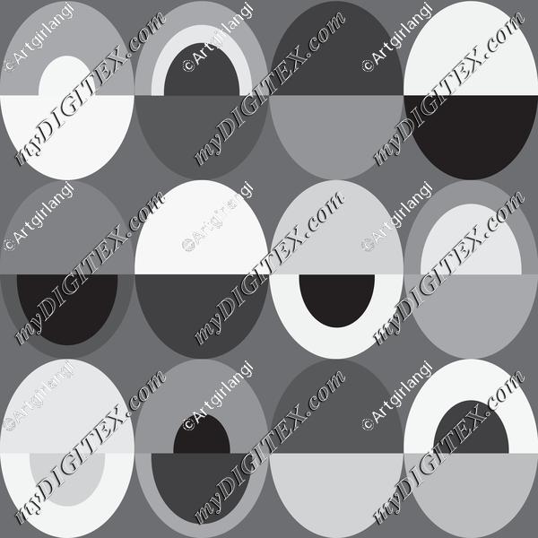 Oval Fun Neutral Grays Geometric Black White Gray Background