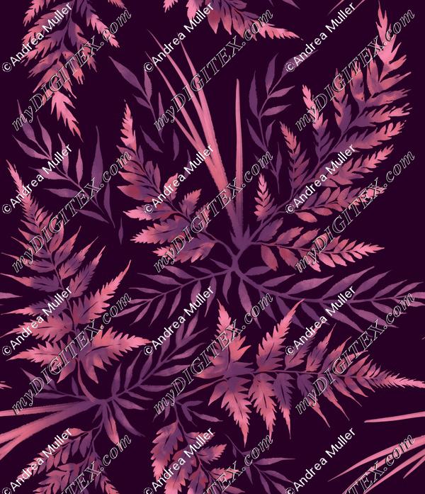 Watercolour Ferns - Purple