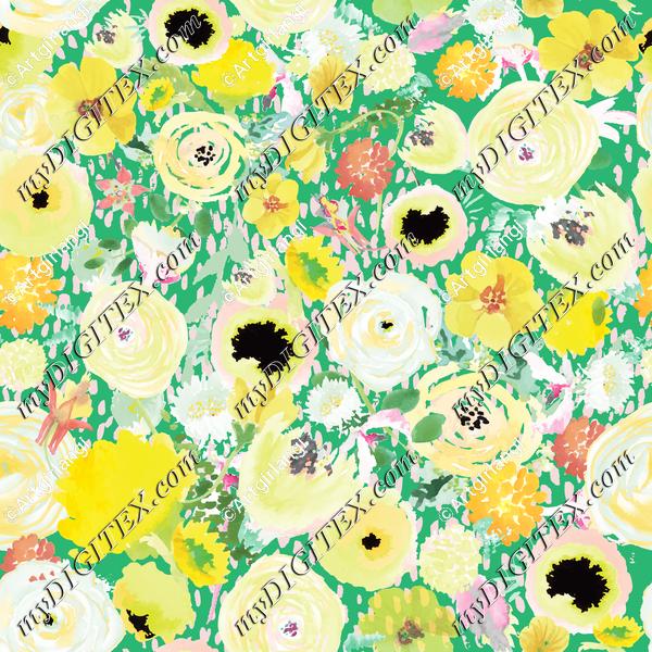 Yellow Green Watercolor Floral