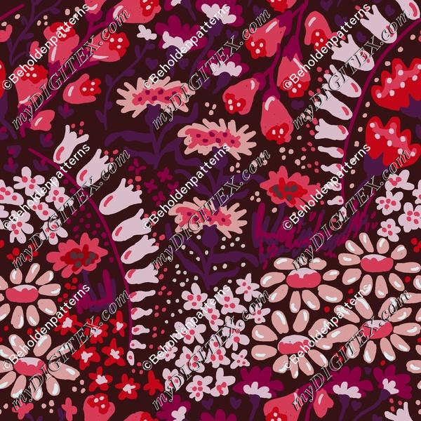 Vintage flower 20s wallpaper - reds on winred