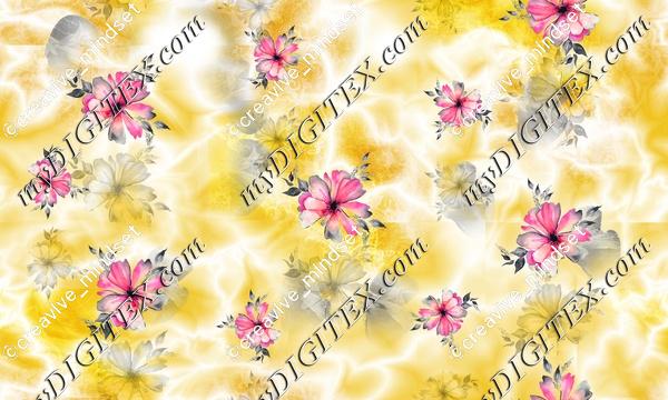 floral pattern in tie dye effect