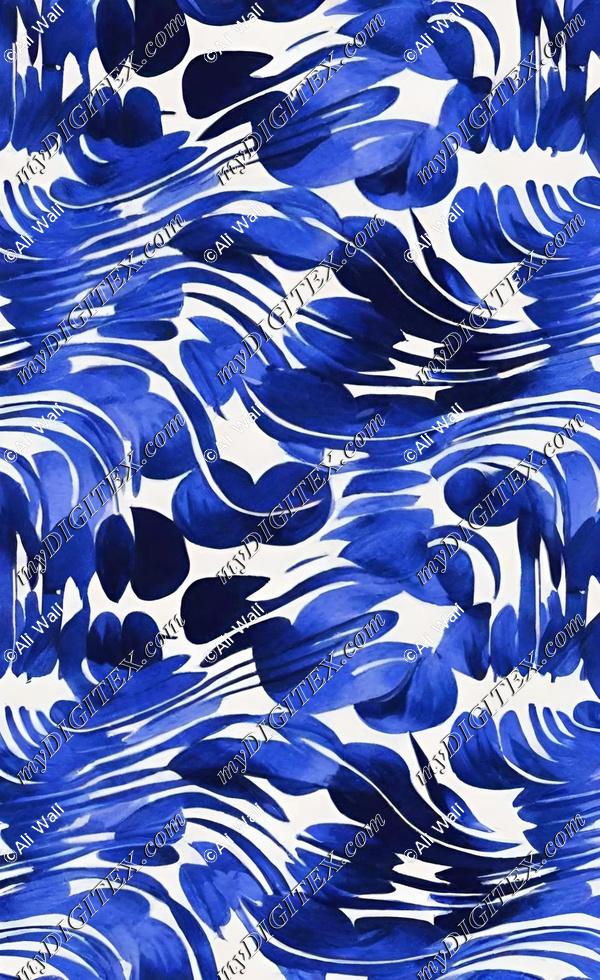 New print abstract flow blue