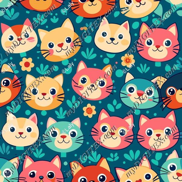 Cute cats on a blue background