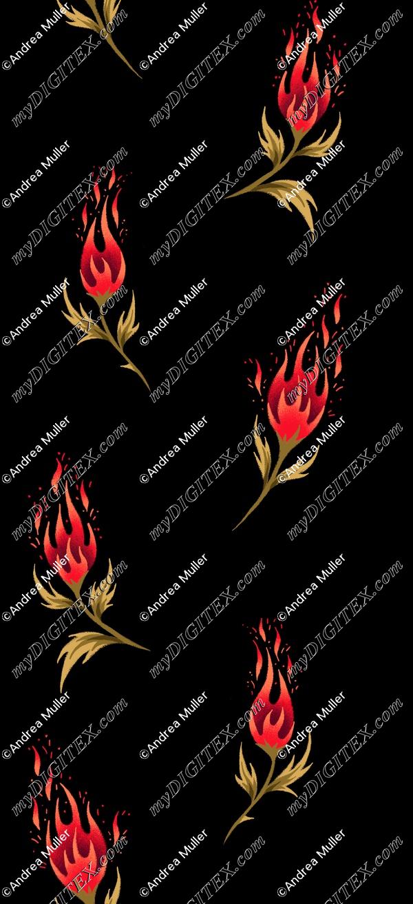 Small Fire Flowers - Red / Black