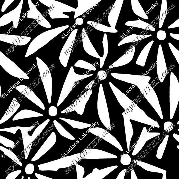 Black and white tropical floral