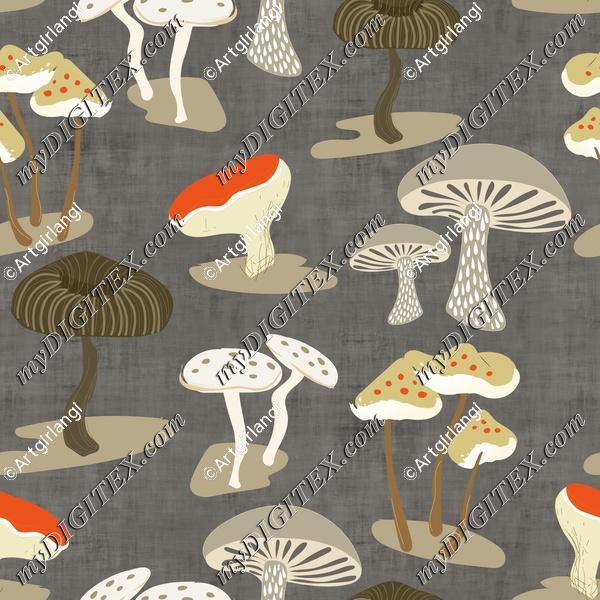 Mushrooms Forest Texture Pattern Neutrals