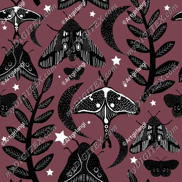 Moth Butterfly Night Forest Maroon Black