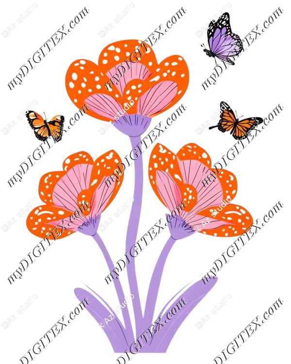 Whimsical Orange Flowers