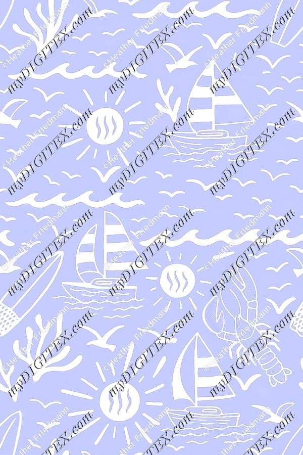 Sunny beachside getaway on lilac