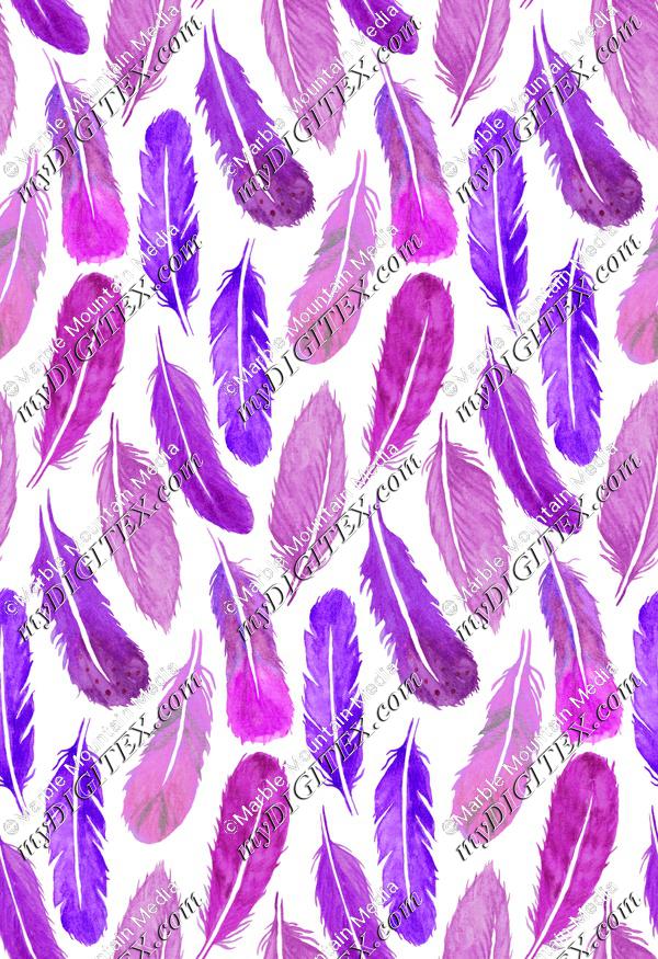 Watercolour Feather Drop - Purple