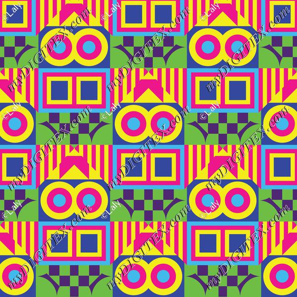 Colorful shapes in rhombus pattern
