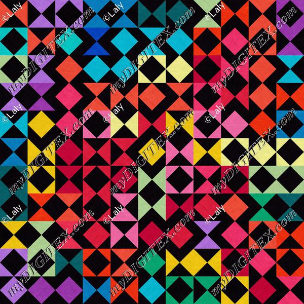 Colorful shapes on a black background