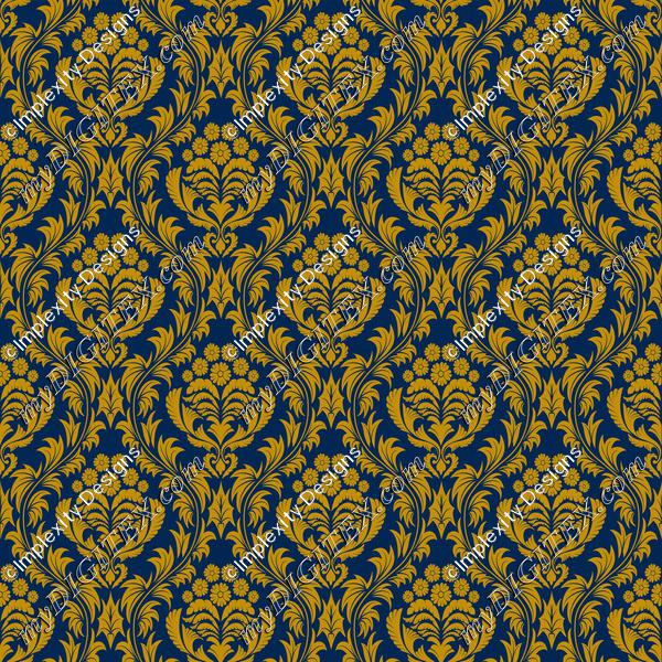 Mountaineer Damask (gold on blue)