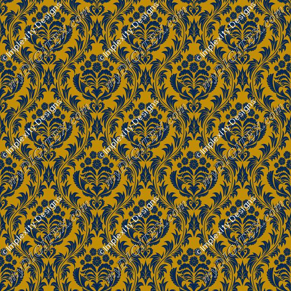 Mountaineer Damask (blue on gold)