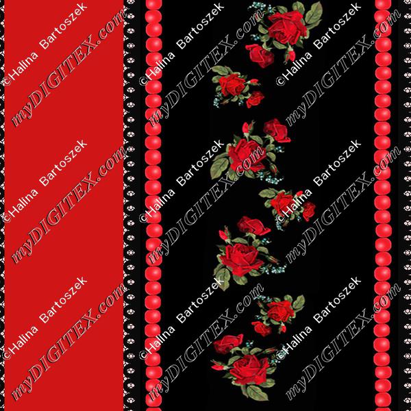 koronka ribbon coral red red roses