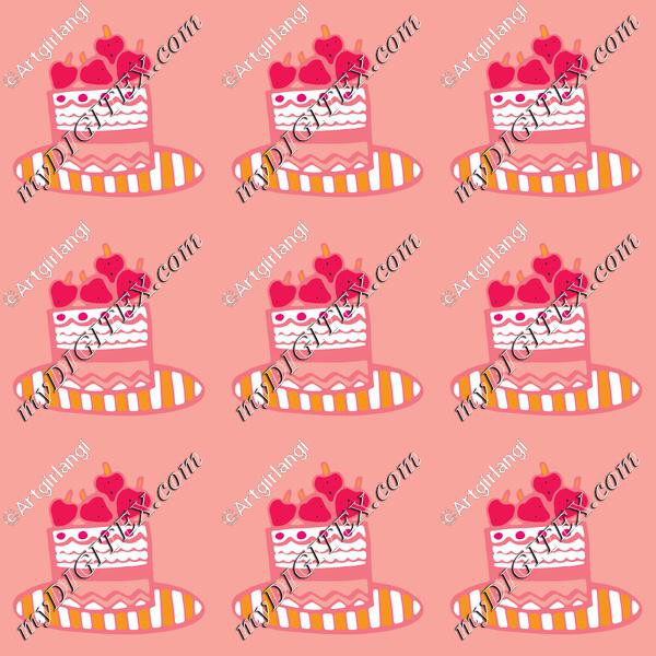 cake with strawberries in pink repeat