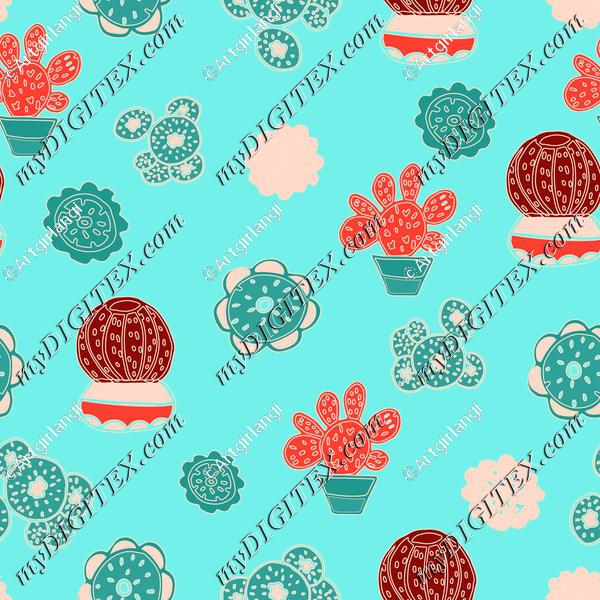 cacti in red and blue Angela Mullhatten