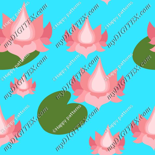 Pink lotusflowers on blue lake