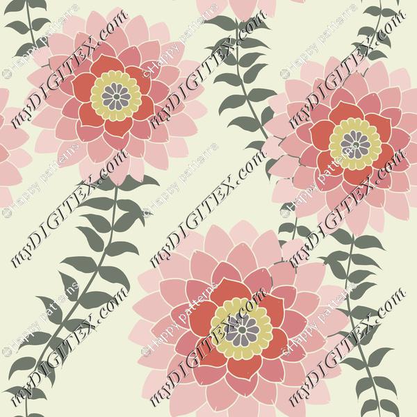 Pink Flowers on Off White Romantic Pretty