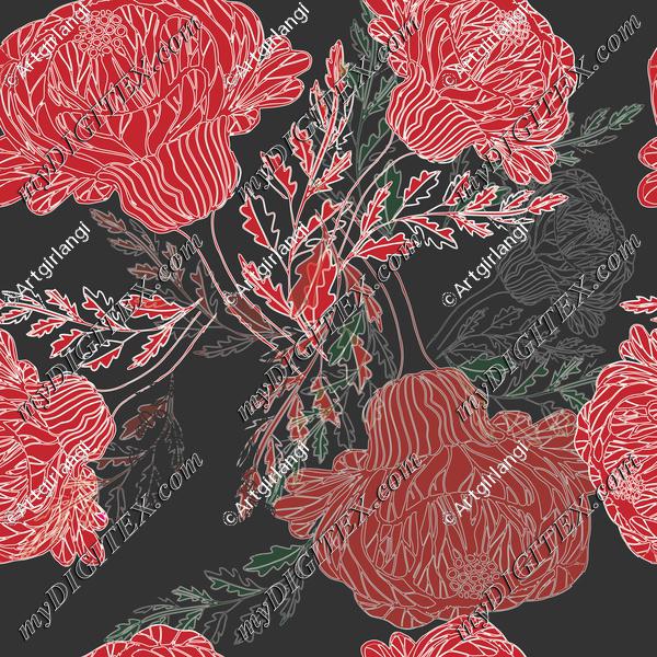 Beautiful floral red and gray-01