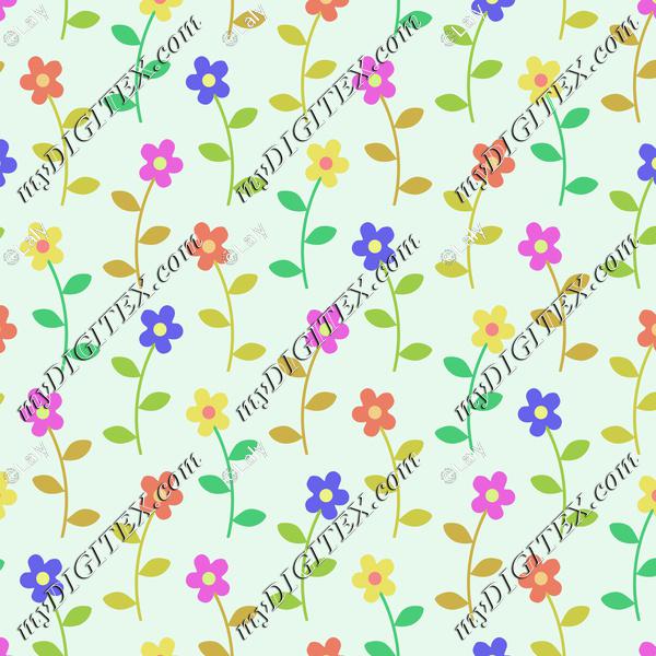 Flowers on a green background pattern