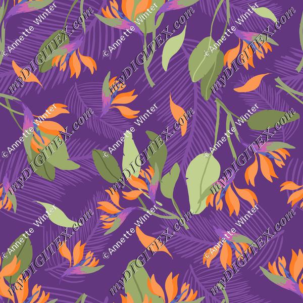 Tropical Purple Orange Fashion Print