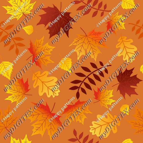 Fall Autumn Colorful Leaves on Orange