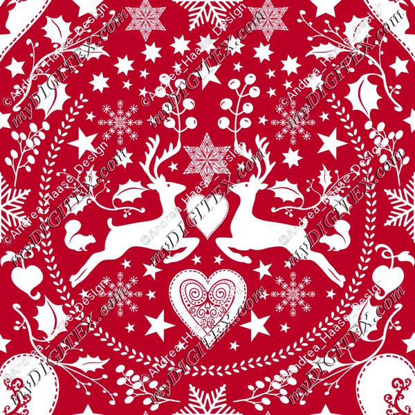 Folk Art Xmas Deer red
